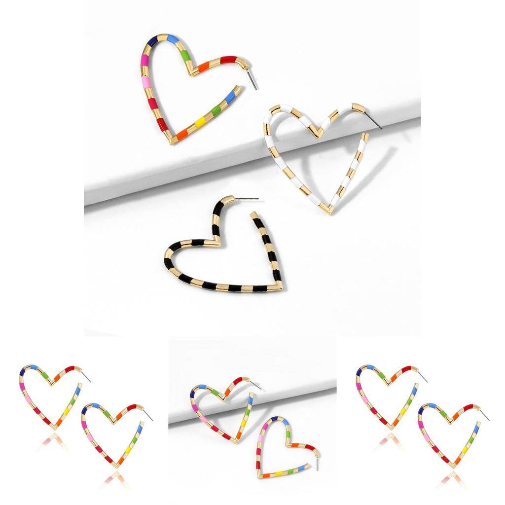 Modern Heart Earrings For Women Colorful Alloy Drop Earrings Fashion Trend
