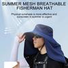 Men'S Fishing Hat Summer Uv Protection Sun Hat With Neck Face Flap Large Brim Shawl Fisherman Cap For Outdoor Hiking Camping