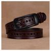 Womens Genuine Leather Belt With Pin Buckle Adjustable No-Hole Design Retro Chic Waistband Jeans Dresses