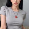Stainless Steel Silver Color Beaded Heart Pendant Necklace for Women Cute Round Bead Chain Clavicle Chain Necklace Jewelry Gifts