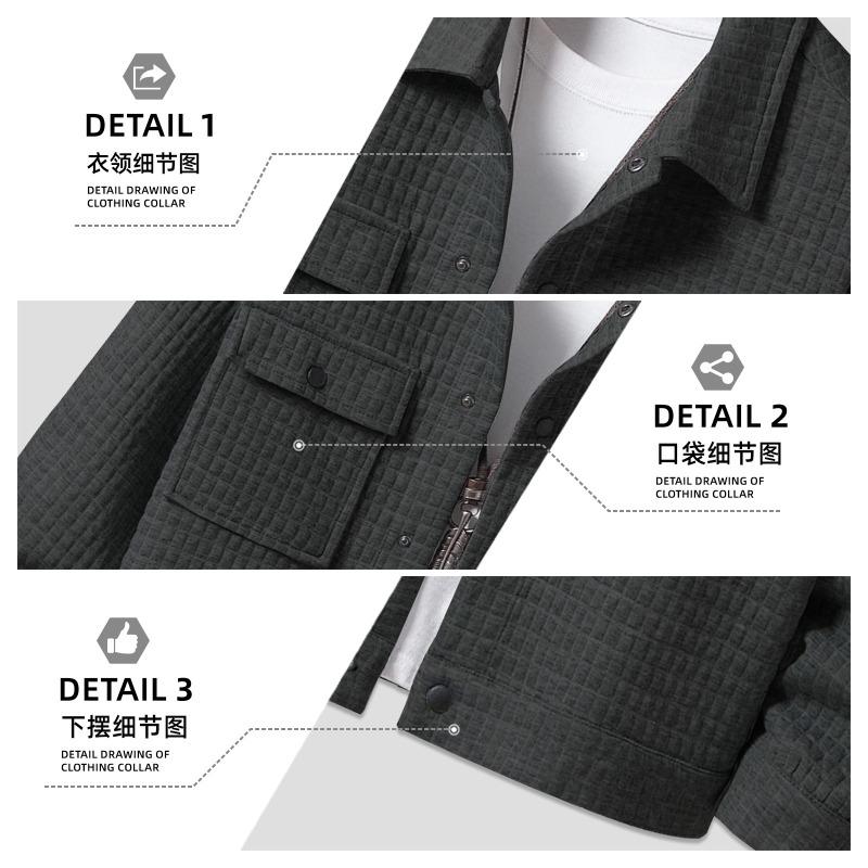 New TEMU Spring and Autumn Men's Casual Jacquard Small Checked Loose Jacket Shirt