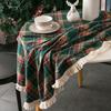 Christmas Round Tablecloth Plaid Tassel Tablecloth Home Party Wedding Thanksgiving Birthday Decoration
