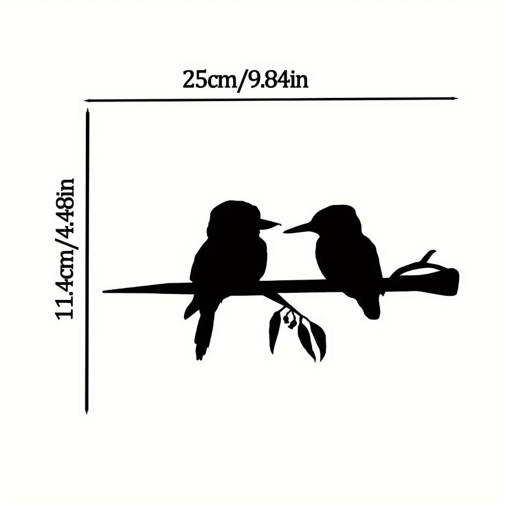 Two Birds On Branch Iron Art Silhouette - Metal Wall Art for Home Stunning Statue Stake Decoration and Housewarming Gifts