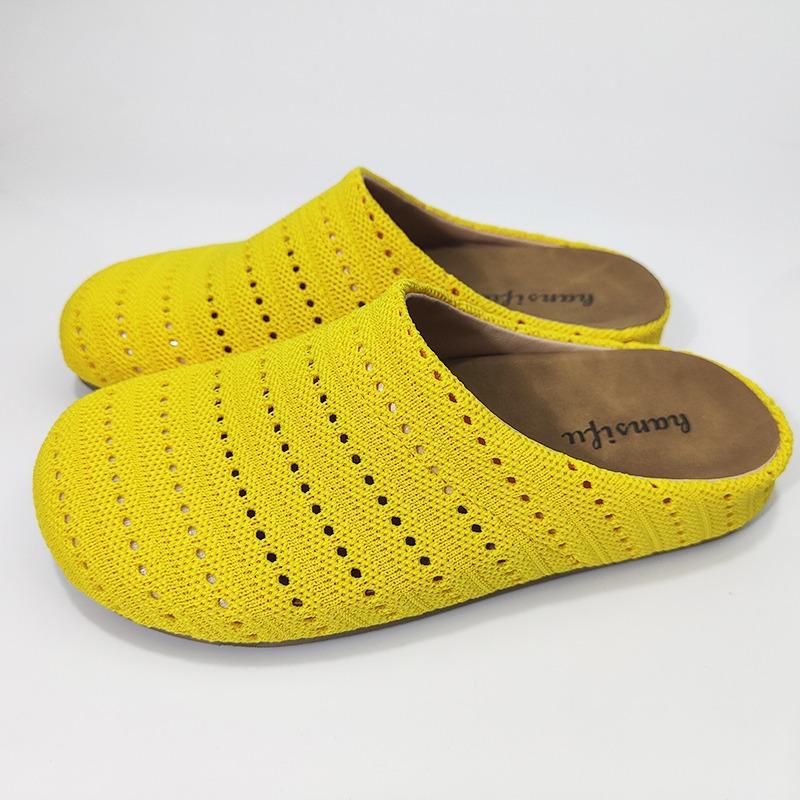 

Fashion Fashion Tribe Woven Hollow and Breathable Baotou Semi-drag Women Wear 2025 Spring and Summer New Thick Soft-soled Cool Slippers 40 жёлтый