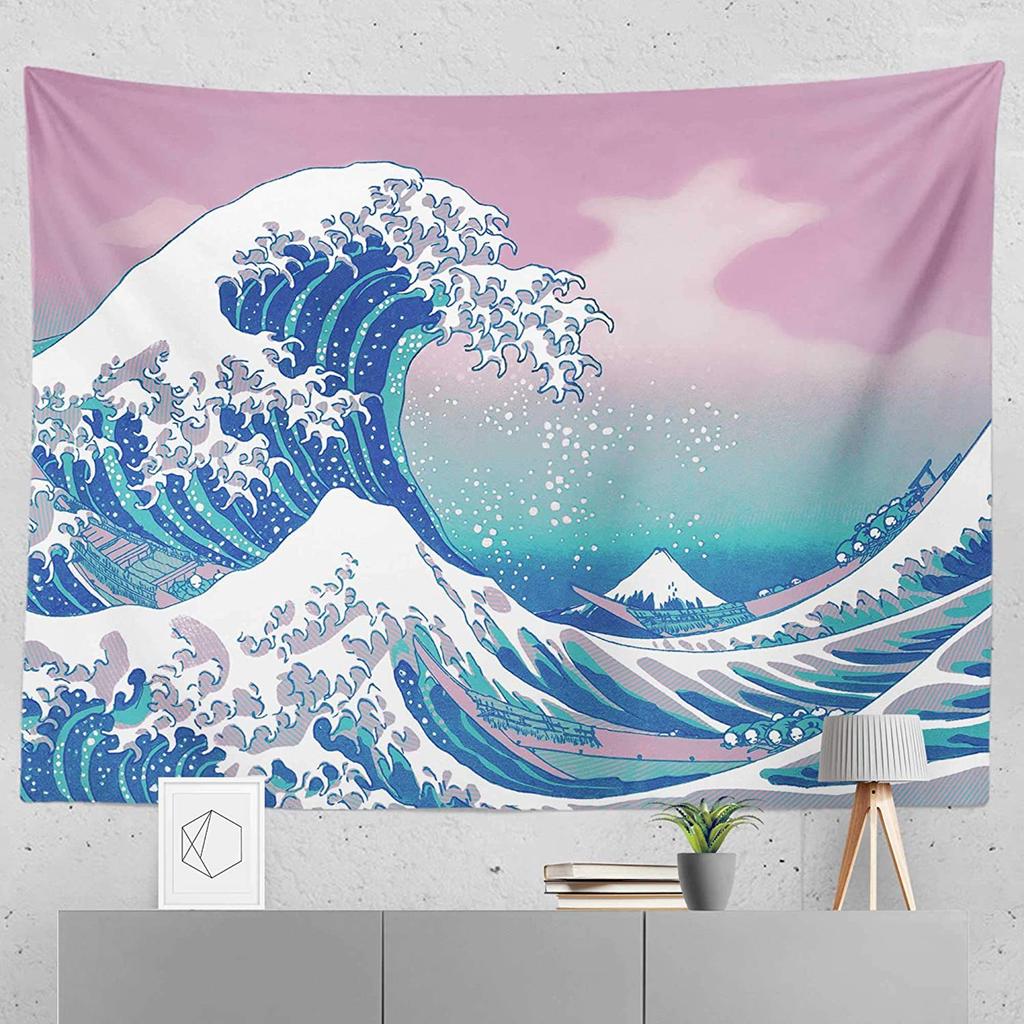 Japanese Wave Tapestry Wall Hanging For Boys Girls Teens Room Decor Oriental Eastern Asian Theme The Great Wave Wall Tapestry