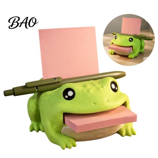 Planning Accessories Frog Note Holder, Creative Desk Organizer with Pen Stand And Memo Teacher Gift Dispenser, Cute Animal Stationery Storage Case for