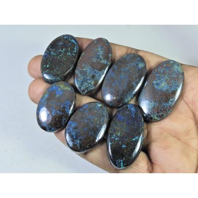07Pcs Natural Chrysocolla Oval Shape Cabochon Loose Gemstone 375Cts. Lot C-1981