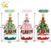 Children Mini Christmas Tree Santa Claus Music Box Model Micro Bricks Building Block DIY Bricks Toys for Adult Gift