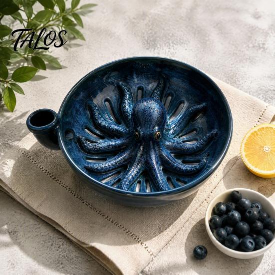 Kunststoff Obstsieb Selbst drehend Keramik Beeren Waschschale, Oktopus Form 360 Grad Wirbel Kräuter Behälter Reinigungs-Sieb, Integriert