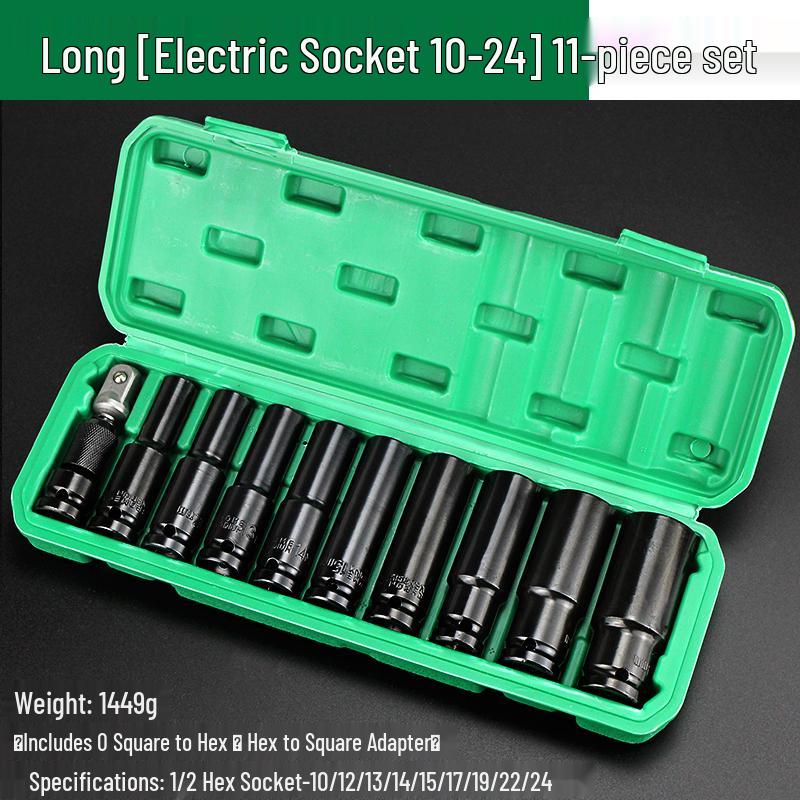 Electric Wrench Head Socket Adapter: Hex Shank to Square Drive Extension