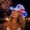 Red Blue Patriotic Hat with LED Lights - Patchwork Design for Independence Day Fan Hat