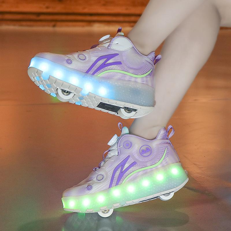 Inline Skate Shoes Children's Deformation Shoes 2 Wheel Roller Skates Dual-use Roller Skates for Boys and Girls LED Sneaker