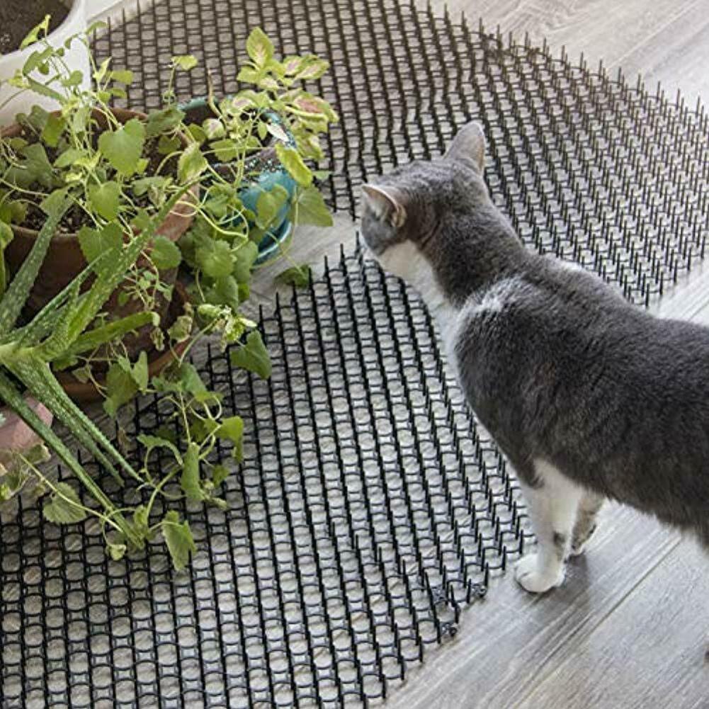 10Pcs 13cmx49cm Garden Prickle Strip Dig Stop Cat Repellent Deterrent Mat Spike Portable Anti-Cat Dog Outdoor Garden Staples Pegs