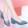 women cute light weight blue slip on square heel shoes lady classic black comfort heel shoes sapatos femininas ab618