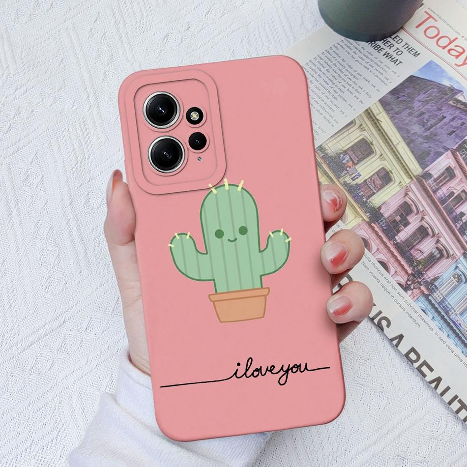 Cases For Xiaomi Redmi Note 12 12S 4G 5G Cute Patterned Liquid Silicone Anti Knock Back Cover For Redmi Note 12 S Funda Bumper