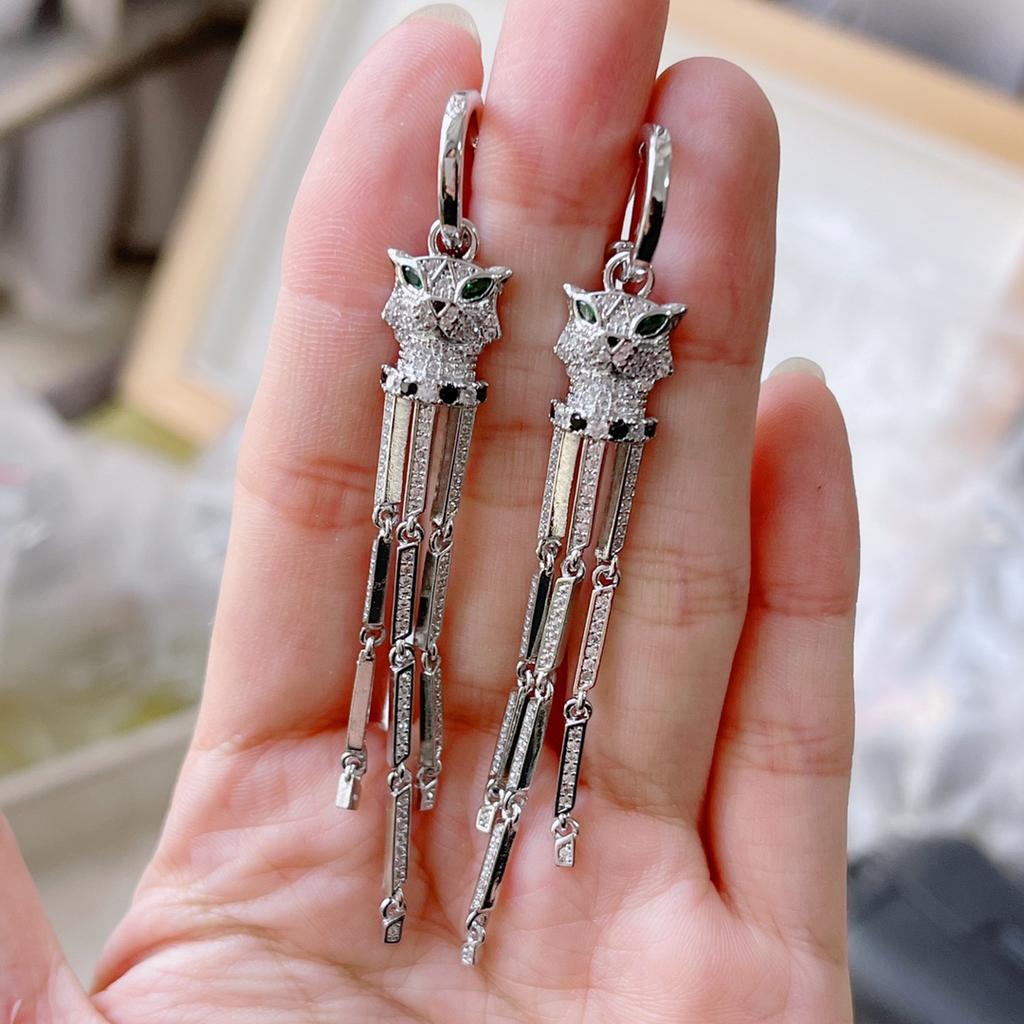 Musla Design Fashion Hot Sale Series Jewelry Lady Tassel Full Zircon Stud Emerald Party Jewelry Exquisite Jewelry Gifts Pop