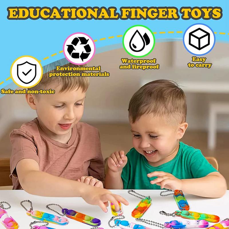10/30Pcs Mini Pop Keychain Kids Birthday Party Favors Fidget Toys Stress Relief Sensory Toy Classroom Prizes Gift Pinata Fillers