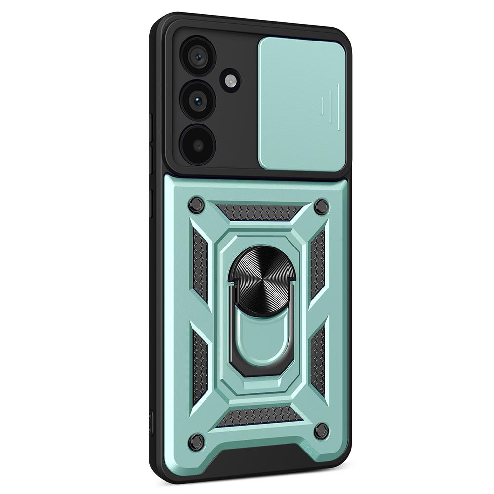 

For Samsung Galaxy M55 5G/C55 5G/F55 5G Case Kickstand PC+TPU Phone Shell with Slide Camera Protective Cover Green