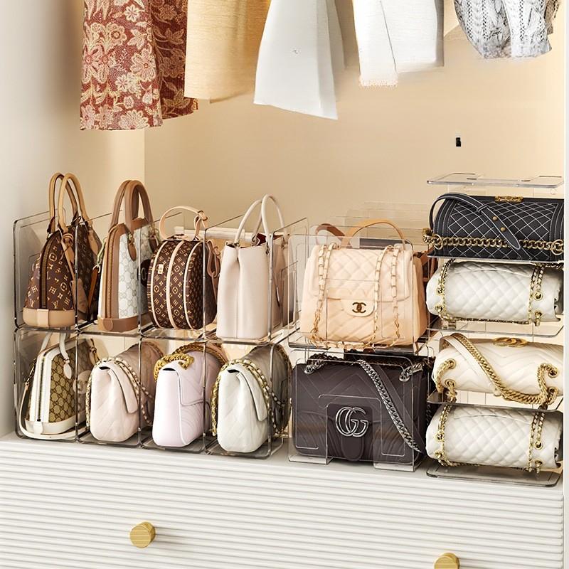 Thickened bag storage wardrobe partition rack, bag storage rack, acrylic wardrobe organization, handbag storage rack