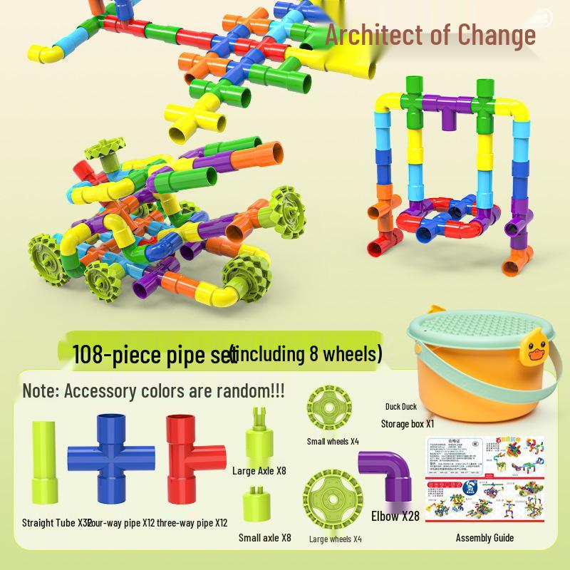 Interlocking Water Pipe Building Blocks for Early Education - DIY Educational Toys for Kids