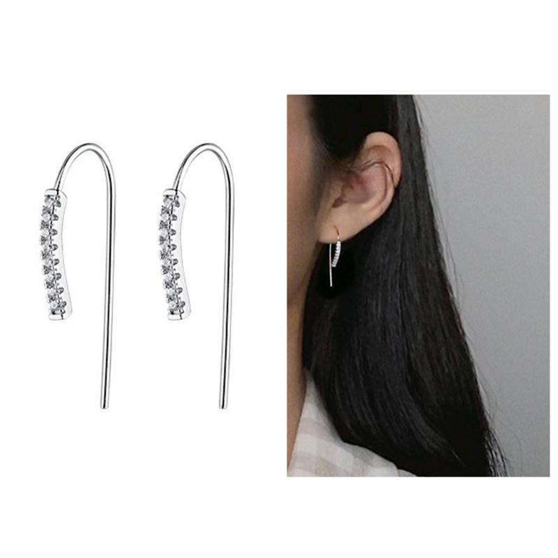 Stylish Geometric Ear Hangers with Sparkling Diamonds Portable Accessory for Fashionable Women Daily Casual Wear