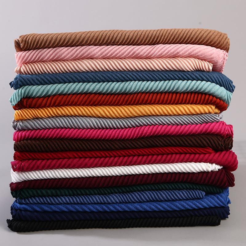 Women Plain Cotton Scarf Head Hijab Wrap Solid Full Cover-up Shawls Foulard Femme Headband Crinkle Muslim Hijabs Store 2024 NEW