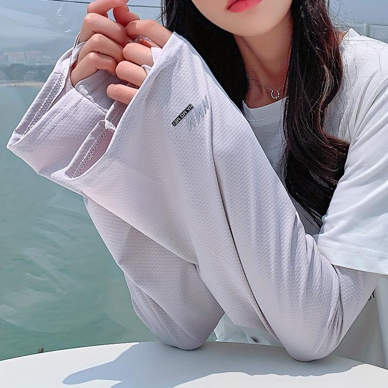 1 Pair Women's Long Loose-Fit Gloves - Breathable, Lightweight Summer Arm Sleeves in Solid Color, Polyester, Non-Stretch, Casual Style
