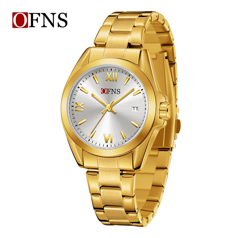 European Empress Dowager Roman Quartz Ladies' Wristwatch - Waterproof, Steel Band, Elegant Sun Pattern Design