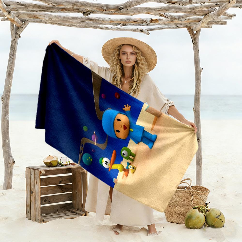 Pocoyo Beach Towel Super Soft Microfiber Quickdry Fabric Comfortable Lightweight Perfect for Traveling Yoga Camping and Swimming