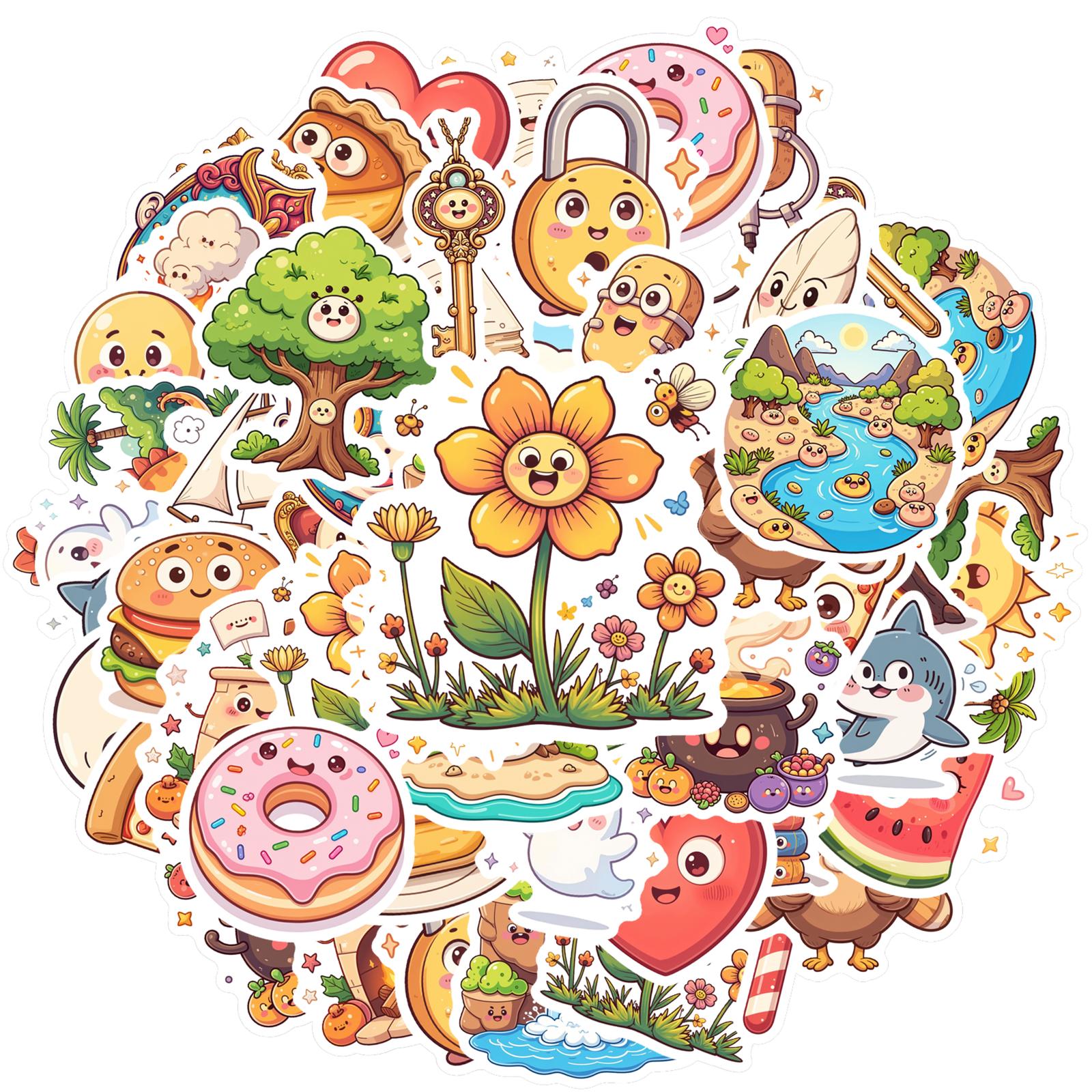 

35-100pcs Cartoon Stickers Kawaii Cute Waterproof Graffiti Aesthetics Phone Laptop Diary Guitar Suitcase Sticker Decals