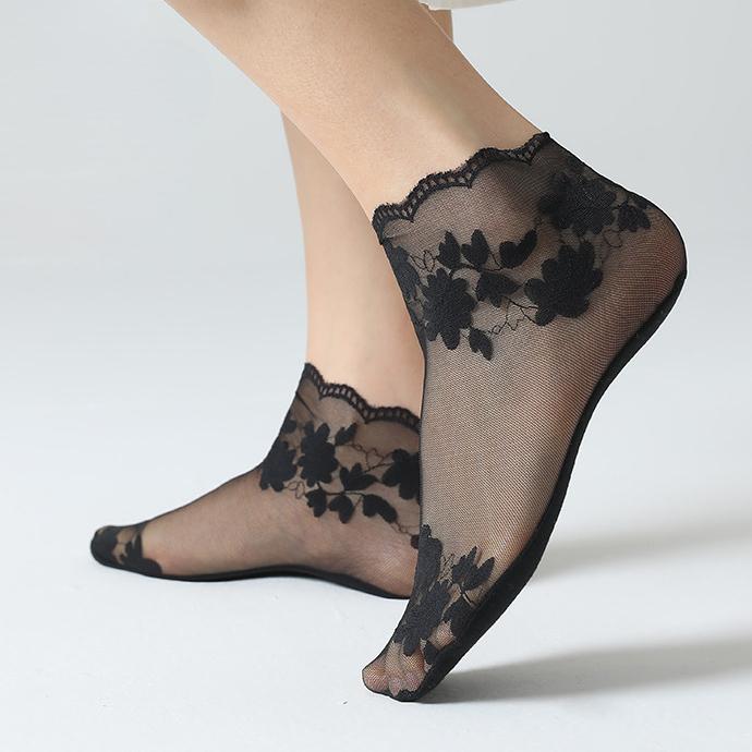 Lolita Γυναικείες αόρατες κάλτσες δαντέλας Λεπτές γυναικείες κάλτσες με δαντέλα βάρκα κούφιες αντιολισθητικές ρηχές διάφανες γυναικείες κάλτσες