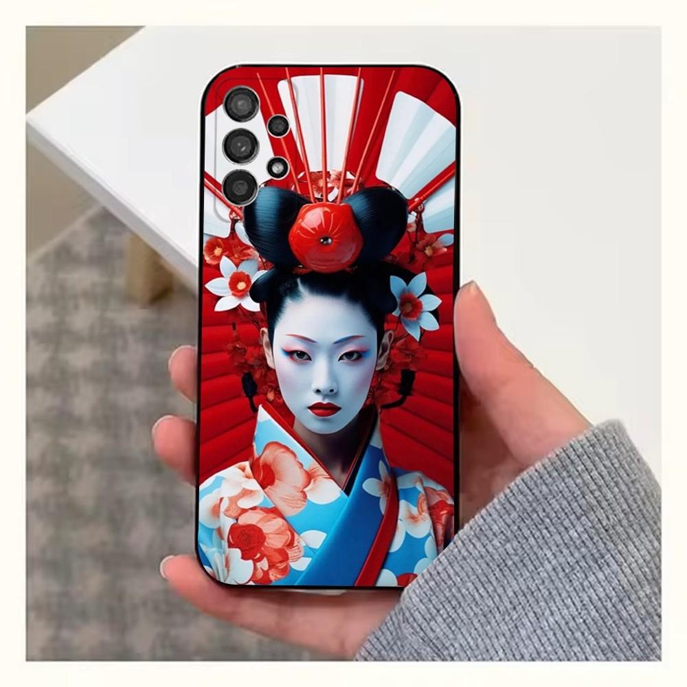 Japanese Geisha W-Woman Phone Case For Samsung S25,S24,S23,S22,S20,S21,S10,Ultra,Plus,Lite,FE,Soft Silicone Black Cover