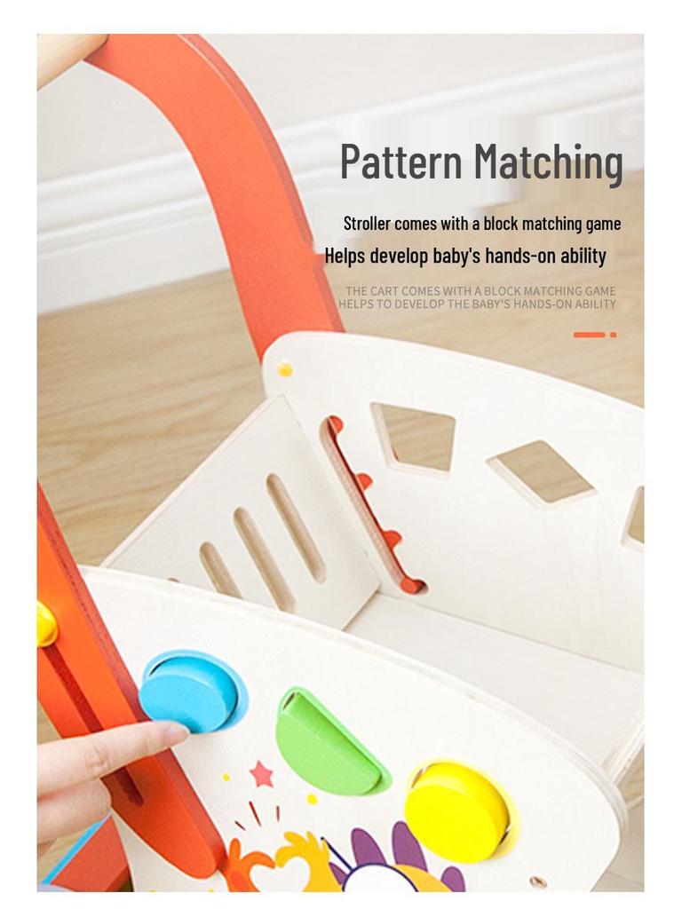 Multifunctional Wooden Baby Push Walker with Tool Basket and Anti-Bowlegs Design