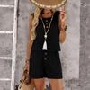 Fashion Women's Spring And Summer  Color Sleeveless Vest Casual Shorts Set