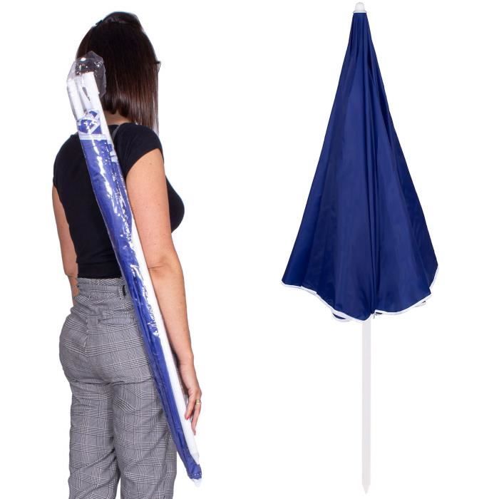 Springos ® Beach Umbrella Diameter 160 Cm Tilting Function Foldable for Protection Height Adjustable Sun Protection