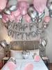 57pcs-pink birthday party set, silver love aluminum film balloons, birthday party decorations