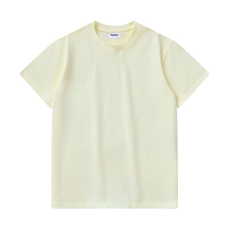 Custom Unisex Heavyweight Cotton Round Neck T-shirt with Short Sleeves and Logo Design