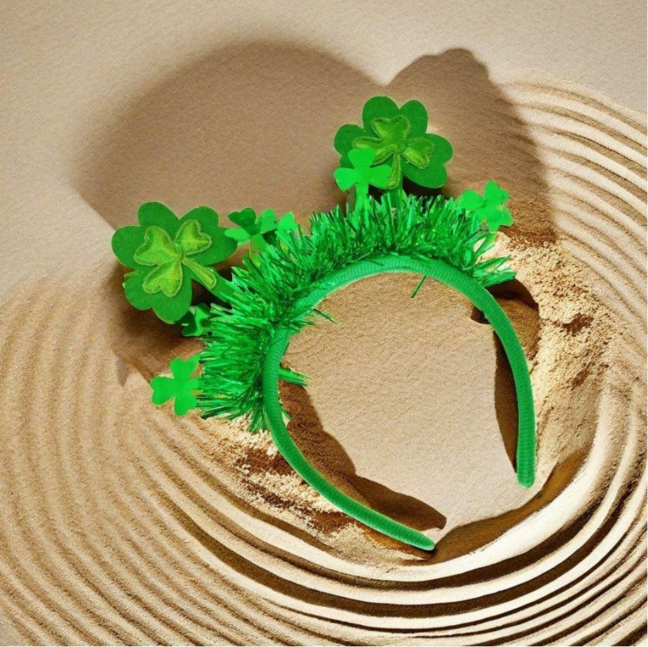 Cross-border Irish Shamrock Headband St. Patrick s Day Party Green Headpiece Unisex Handmade зелёный