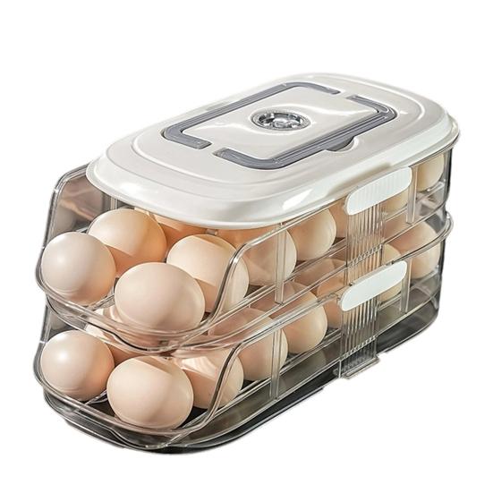 Automatische Roller Eierhouder 1/2/3 Lagen Keuken Koelkast Verse Eieren Opbergrek Plastic Eier Organizer Container Dispenser met Handvat