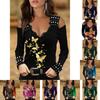 Spring V Neck T Shirt With Lace And Flower Print For Elegant Office Wear