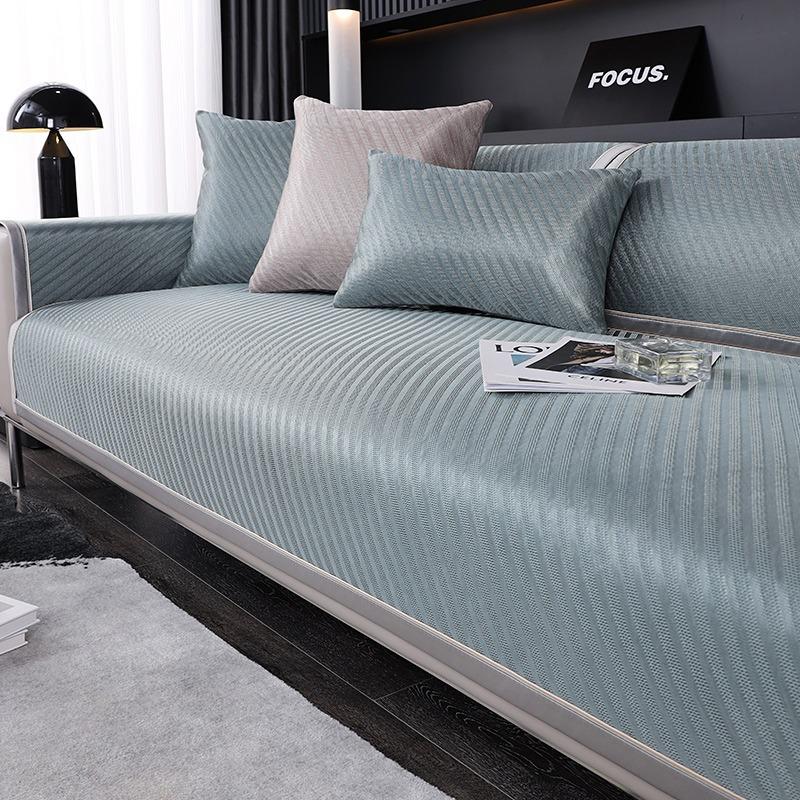 Sofa Cushion Summer Ice Silk Summer Mat Non -Slip Simple Modern Light Luxury Gray High -End Cushion Summer Sofa Cover Slipcover