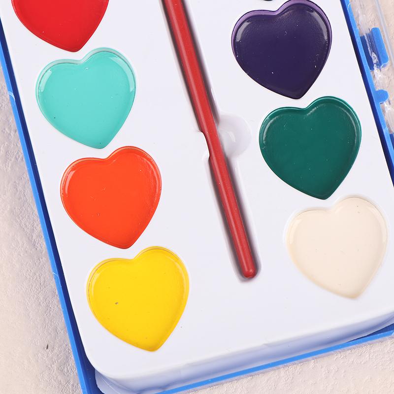 16 Farben Valentinstag Aquarellfarben Set Kunst Malpalette Kit Einzigartiges Herzdesign Basteln Malsets für Anfänger