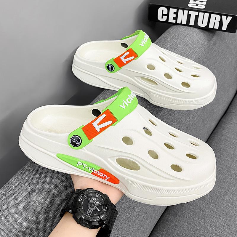 

New summer hole shoes men wear bag head drag men s sandals breathable beach slippers 40 білий