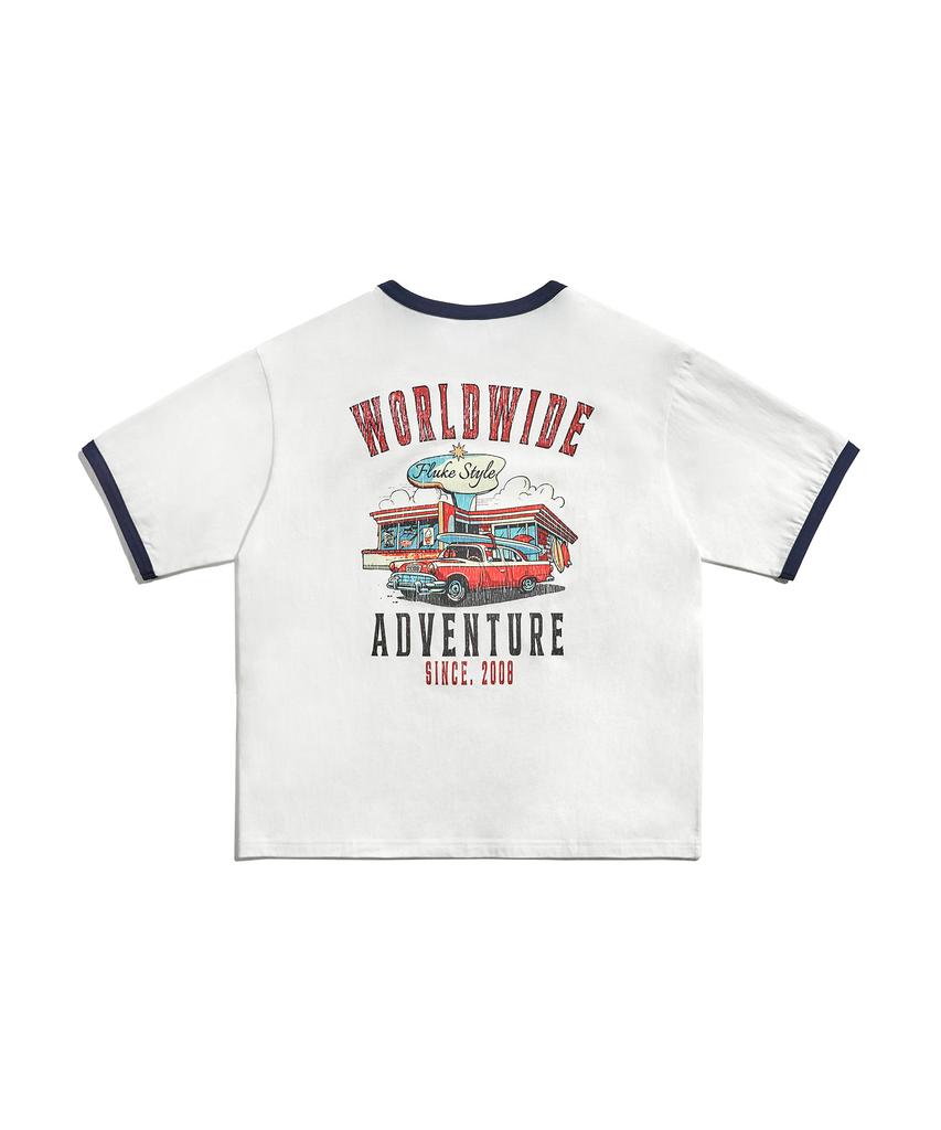 Peullukeu Worldwide Adventure Ringer Short Sleeve T-Shirt White Fst347
