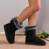 Mode Winter Damenstiefel Lässige Warme Mid-Calf Stiefel Slipper Runde Zehenpartie Verdicktes Futter Schneestiefel Übergröße Bequeme Schuhe für Damen