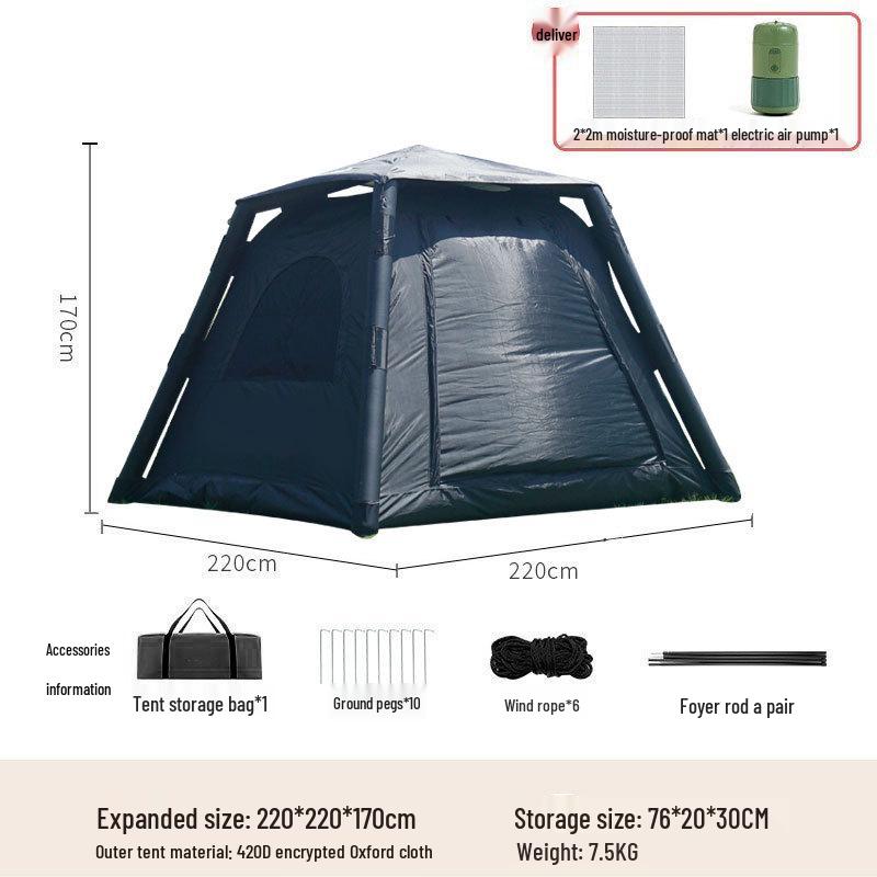 Portable Rainproof 3-5 Person Inflatable Tent - Fully Automatic Outdoor Camping Gear