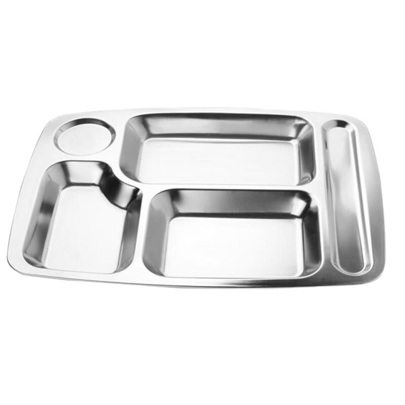 Adult Stainless Steel 5-Compartment Divided Lunch Plate