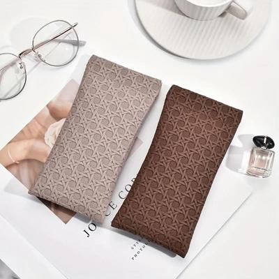 1 peça Bolsa de Óculos Minimalista Elegante Moderna Textura Tecida Couro PU Caixa de Armazenamento Portátil para Óculos de Sol Containe Protetor Durável