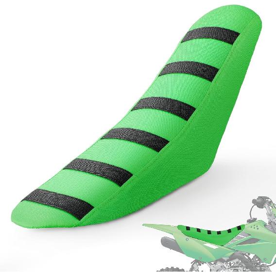 Dirt Bike Seat Cover Universal for KX 85 65 112 250 450 KLX 110 140 300R Motocross Off Road Pit Bike Green Non Slip Black Stripe/Gripper Soft/Water