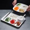 Melamine Compartment Dinner Plate Plastic Canteen Rice Plate Multifunctional Multigrid Fast Food Tray Kitchen Storage Utensils